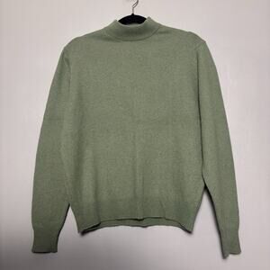 Vintage 70s Lambswool Angora Blend Mock Neck Sweater UK England British Green 40